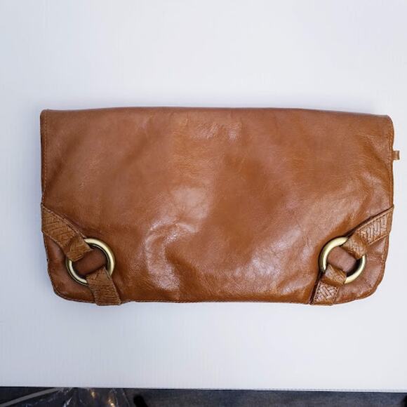 Sabina woven leather fold over clutch brown - Picture 3 of 9